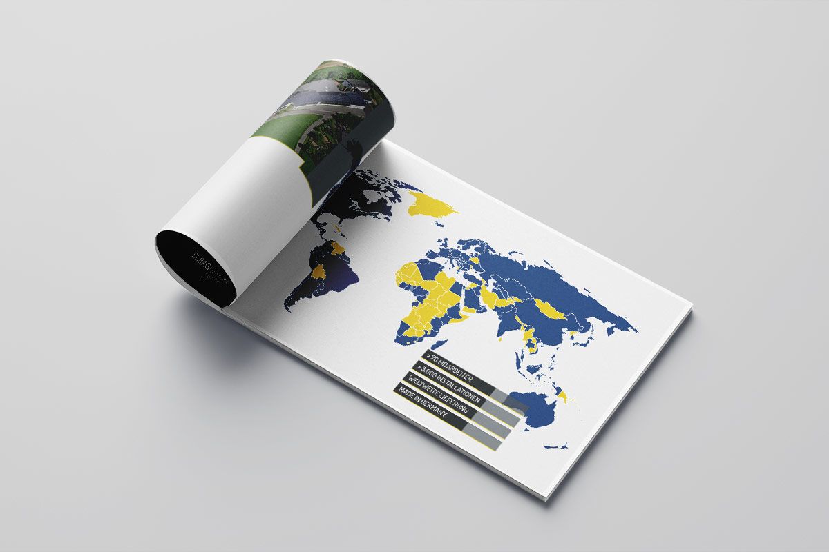 ELBAG Energietechnik Imagebroschüre, Innenseiten und Illustrationen gestaltet von WOA Werbeagentur