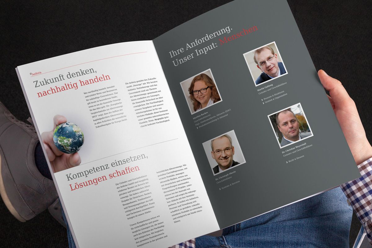 Die Imagebroschüre für Aeiforia GmbH ist eine Kreation und Referenz der WOA Designagentur